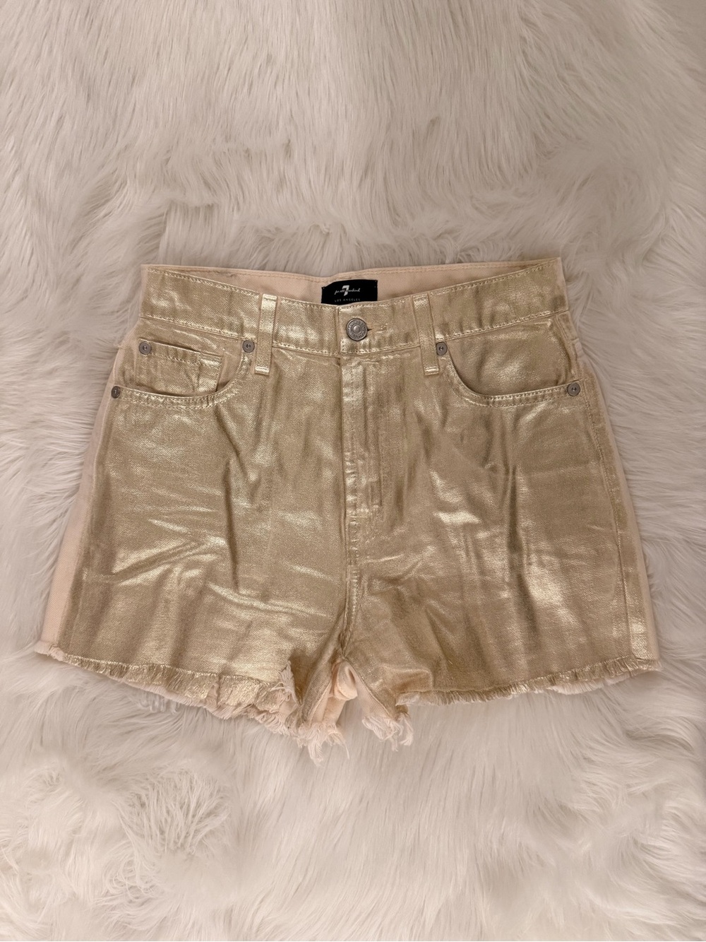7 for all mankind gold shorts